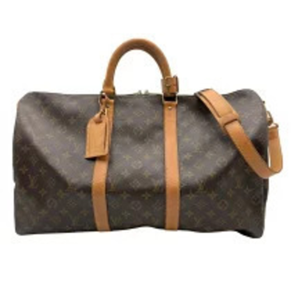 Louis Vuitton Keepall Bandouliere Monogram Canvas Travel Bag Brown
